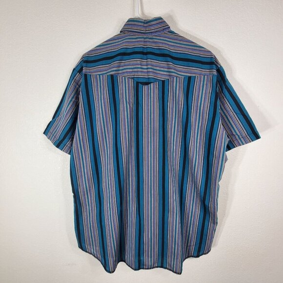 VTG American Hero Mens Medium Western Striped Short Sleeve Snap Button Shirt - Picture 4 of 12